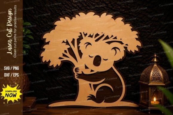 Adorable Koala Tree Laser Cut SVG Design for Crafting