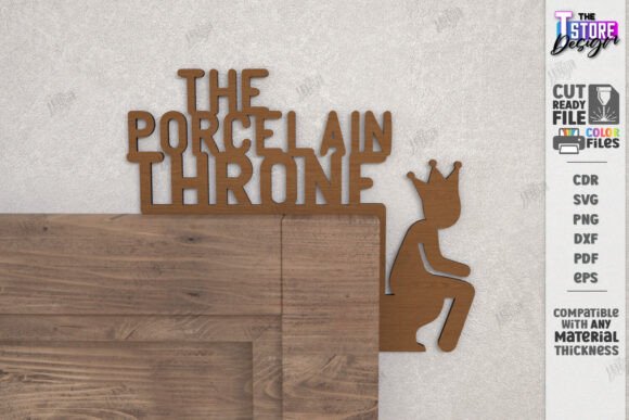 Bathroom Door Corner Laser Cut: Funny SVG Decor