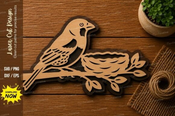 Bird on Branch SVG | Nature Bird Laser Cutting File