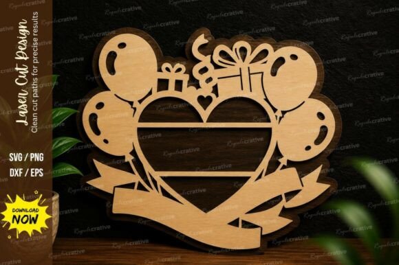 Birthday Balloon Heart Laser Cut SVG: Celebrate with Precision