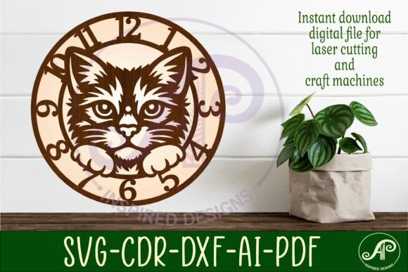 Cat Clock SVG: Adorable Laser Cut Designs for Your Home