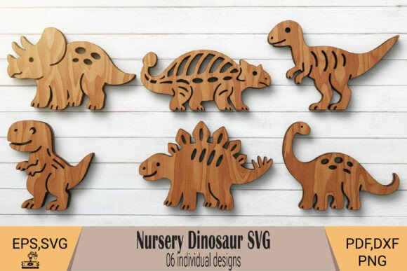 Charming Nursery Dinosaur SVG Set for Laser Cutting