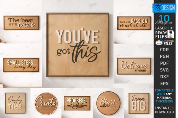 Create Inspiring Layered Wooden Wall Signs with Motivational Quotes