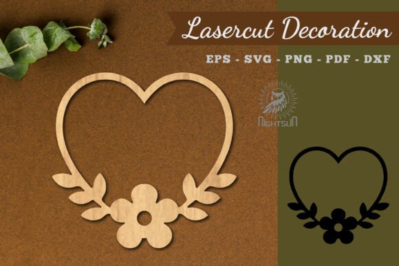 Flower Heart Frame Lasercut Decoration