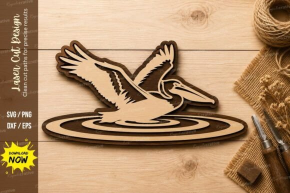 Flying Pelican Laser Cut SVG Design