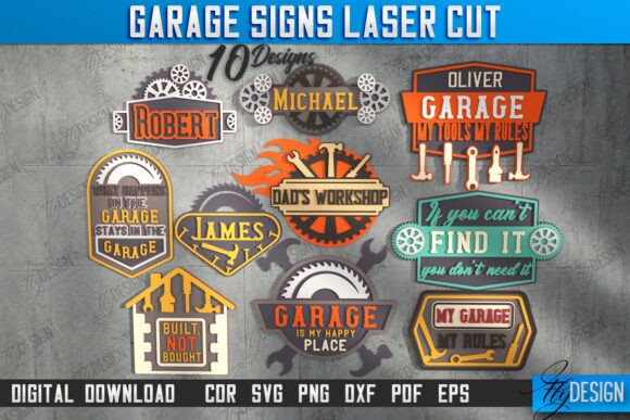 Garage Signs Laser Cut Bundle | CNC File for Man Cave Decor
