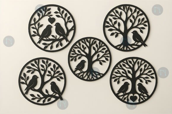 Laser Cut Tree of Life Birds on Branch: Nature-Inspired SVG Designs