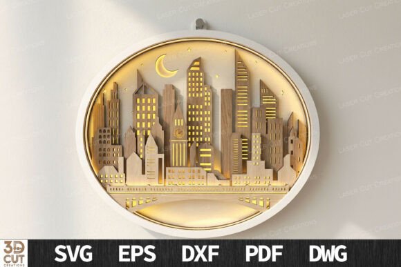 Layered City Skyline Art for Modern Wall Decor