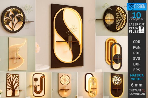 Lighted Wall Flower Holders Laser Bundle for Modern Décor