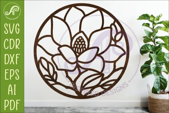 Magnolia Flower Wall Art SVG | Round