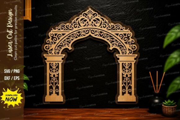 Ornate Pillar Arch Laser Cut SVG Design