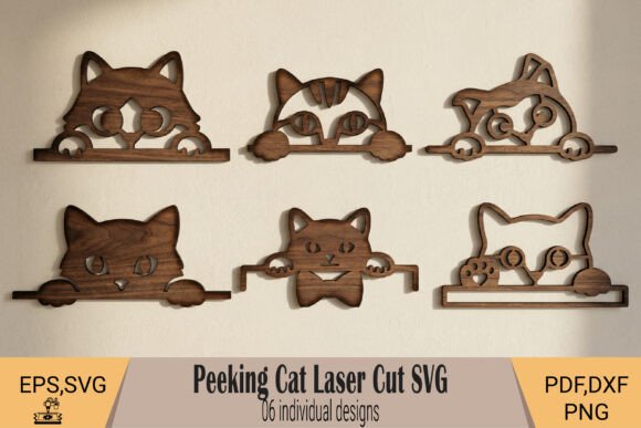 Peeking Cat Laser Cut SVG for Whimsical Decor