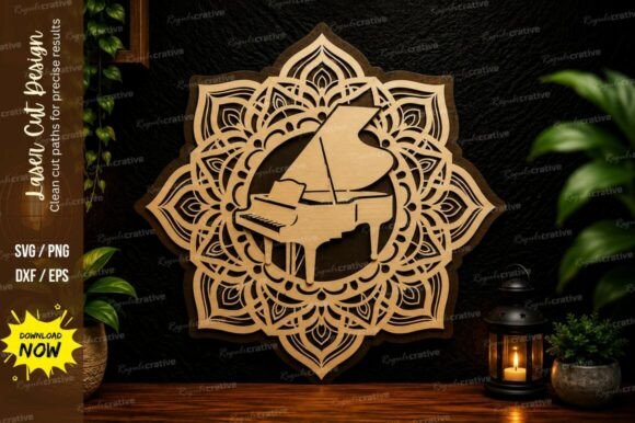 Piano Mandala Laser Cut SVG Design