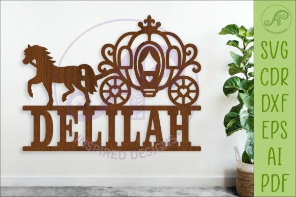 Princess Carriage Name Sign: A Whimsical Design Asset