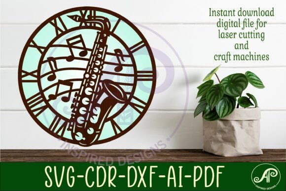 Saxophone Music Clock Wall Clock Laser
