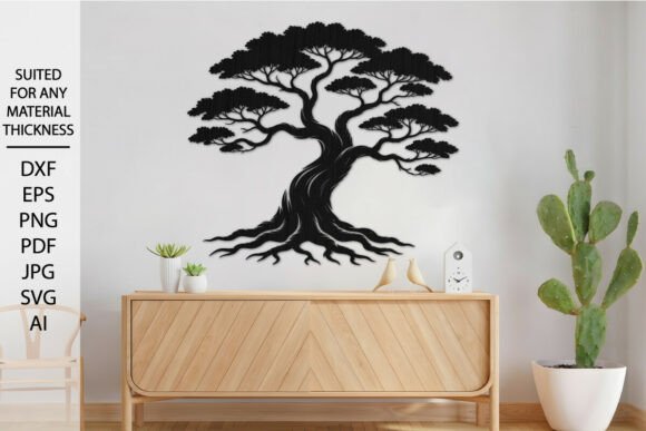 Serene Laser Cut Bonsai Tree Wall Art for Modern Spaces