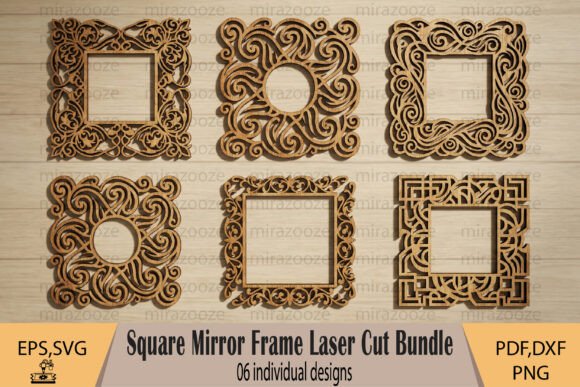 Square Mirror Frame Laser Cut Bundle for DIY Decor