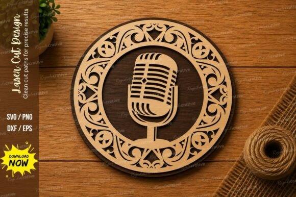 Vintage Microphone Mandala SVG: A Premium Podcast Design File